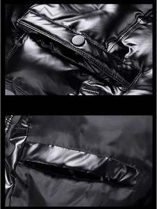 Veste d'hiver imperméable en patchwork camouflage personnalisé avec finition brillante, fermeture éclair, capuche, veste brillante - Product Image 3