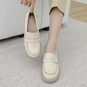 Chaussures plates en cuir de vache véritable faites à la main pour femmes [JSHOE] - Talon bas de 4,5 cm - Confort - Chaussures décontractées pour la marche - Product Image 6