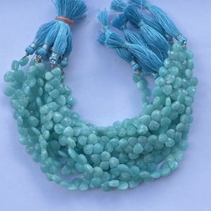 Cuentas de Amazonita Natural de Grado AAA de 8mm 10mm 12mm, Color Verde Azul, Forma de Corazón, Facetadas, Tipo Briolette, Certificadas por IGI, Hechas a Mano - Product Image 1