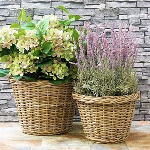 Panier de jardinière en rotin Design fabriqué à la main décoration intérieure et de balcon Pots de fleurs Mini conteneurs de plantes - Product Image 3