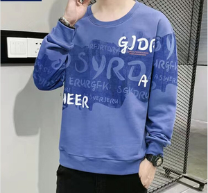 เสื้อสเวตเตอร์คอกลมสำหรับผู้ชายผ้าคอตตอน100% มีฮู้ดปักลายนูน3D - Product Image 5