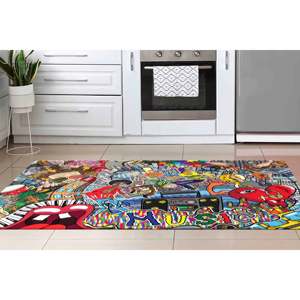 Alfombra Decorativa con Diseño de Grafiti Colorido: Alfombra de Arte Moderno, Alfombra Estampada, Alfombra de Chenilla - Product Image 3