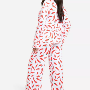 Pijamas de Poliéster y Spandex Suaves y Transpirables de Alta Calidad, con Botones, Manga Larga, 2 Piezas, Ropa de Dormir para Mujer, Cintura Elástica - Product Image 2