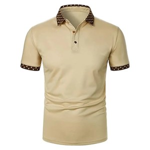 T-shirt polo à manches courtes pour hommes de style nouveau T-shirt polo en gros en tissu de toile à motif solide - Product Image 4