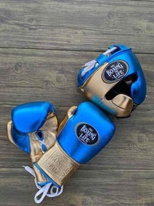Guantes de Entrenamiento de Piel Auténtica de Alta Calidad, Color Azul, Gran Venta, Sin Boxeo No Hay Vida, Conjunto de Sparring, Correa Ajustable, Muay Thai - Product Image 3