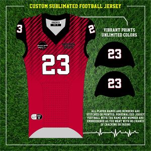 Maillot de football américain sublimé ROUGE Modèles de maillot de football américain sublimés Ensemble d'uniformes de football américain - Product Image 2