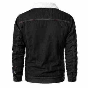 Chaqueta vaquera de invierno de gran tamaño para hombre, abrigo vaquero azul con forro de Sherpa grueso para ropa de moda, abrigo informal cálido de estilo callejero informal - Product Image 2