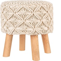 Tabouret en bois de macramé fait à la main, Table décorative ronde pour la maison, intérieur et extérieur, pour chambre d'enfants, chambre d'adolescent, Hall