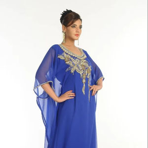 ชุดคาฟตันผ้าจอร์เจียอิสลามปักลายสีน้ำเงินเข้ม - Product Image 1