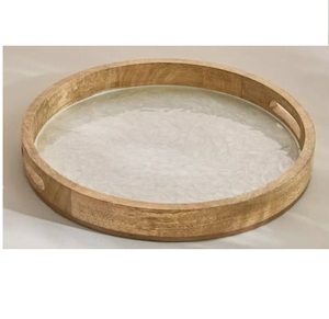 Bandeja de Servicio Redonda de Ratán con Acabado de Incrustaciones de Hueso para Hoteles, Cocina, Eventos y Comida Rápida - Product Image 6