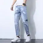 กางเกงยีนส์ทรงตรงเข้ารูปสำหรับผู้ชายกางเกงยีนส์ขนาดใหญ่พิเศษปักระบายอากาศสำหรับฤดูร้อน - Product Image 2