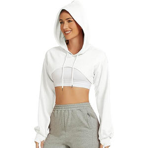 Sweat-shirt décontracté à capuche pour femme, haut court sexy, pull en coton à manches longues, style streetwear, coupe confortable - Product Image 3