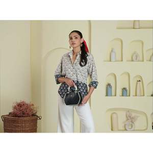 Chemise à manches longues à deux tons pour femmes, élégante, élégante, élégante, élégante, élégante, élégante, élégante, élégante, élégante - Product Image 5