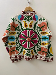 Velvet Suzani Coat Indian Embroidery <b>Jacket</b> Handmade Embroidery <b>Jacket</b> Cotton Quilted Boho <b>Jacket</b> - Product Image 5
