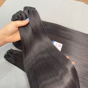 Trame de machine de couleur noire naturelle droite d'os vietnamien extension de cheveux humains couleur noire naturelle 16 pouces - Product Image 5