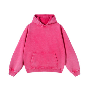 Sweat à capuche unisexe en coton 100% délavé à l'acide, logo personnalisé, poche surdimensionnée, respirant, automne, lettre en polaire, haute qualité - Product Image 4