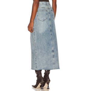 Gonna lunga casual in denim blu da donna Steve Madden, con stampa vintage e spacco frontale, silhouette a tubino per primavera, estate, autunno - Product Image 3