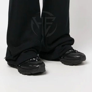 Soft Cotton Blend <b>Trousers</b> <b>Elastic</b> Waist Wide Leg Casual Fit Smooth Surface Comfortable Feel Daily <b>Men</b> Flared Sweat Pant - Product Image 5