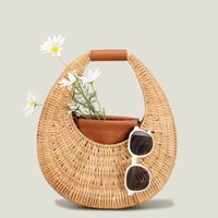 Sac à main en rotin naturel tendance pour femme, design luxueux, usage quotidien, haute qualité, taille personnalisée, forme variée, personnalisable
