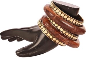 Ensemble de bracelets en laiton et bois fabriqués à la main, fabricant unique de bijoux de créateur d'Inde - Product Image 2