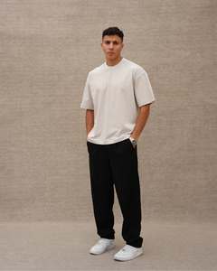 Camisetas de Cuello Redondo Cómodas para Hombre, Otoño e Invierno, Manga Corta, Algodón Pima Peruano Premium, Camiseta Informal de Peso Pesado - Product Image 3