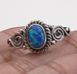 925 plata esterlina piedra preciosa Spinner joyería anillo ópalo elegante octubre piedra natal piedra Natural joyería hecha a mano anillo de promesa - Product Image 1