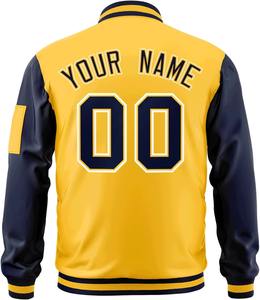 Veste universitaire manches contrastées patchs de broderie numéro de nom d'équipe personnalisé veste Bomber universitaire personnalisée livraison directe - Product Image 2