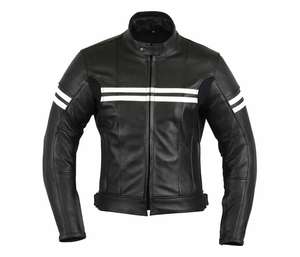 Chaqueta de cuero de bombardero de piel de oveja genuina para hombres con cuello con capucha nueva condición tela de lona para montar en motocicleta - Product Image 1
