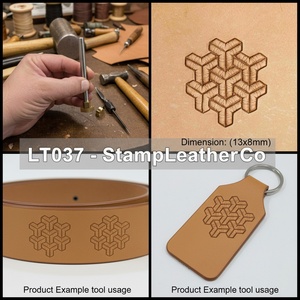 LT037 13x8mm (1/2 "X5/16") Sello de cuero de ilusión 3D geométrica para manualidades de cuero - Product Image 1