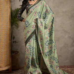 Sarees en soie pour femmes avec chemisier Pièces Vêtements ethniques traditionnels Fête de mariage Festivals Sarees avec bordure Zari Beautiful Pallu - Product Image 1