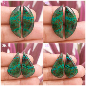 Pendientes de Cristal de Crisocola Verde Natural DHORGEMS para Mujer, Pendientes de Cabujón, Joyería Hecha a Mano - Product Image 6