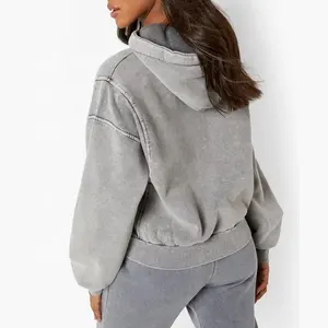 OEM 100% coton surdimensionné anti-boulochage respirant pour femme hiver Box Fit haut Logo personnalisé à capuche décontracté en gros - Product Image 2