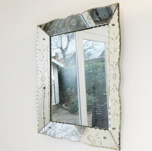 Vintage Rectangular Venetian <b>Mirror</b> with Floral Details, Venetian Ornate Wall <b>Mirror</b> - Product Image 1
