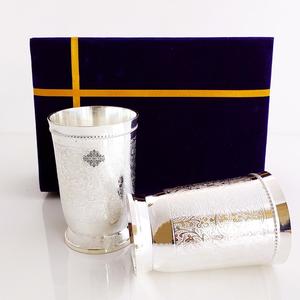 India Art Villa Ensemble de 2 verres de créateur plaqués argent avec boîte bleue, 260 ml-Vaisselle pour le stockage et boire - Product Image 3