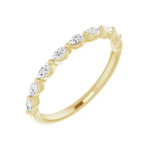Élégante alliance de mariage en diamants de laboratoire taille marquise, faits à la main, F-VS2, cadeau pour occasion spéciale, monture à griffes en or massif 14K - Product Image 2