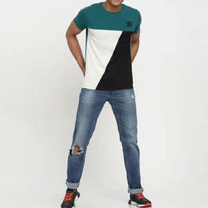 T-shirt pour homme 100% coton entièrement personnalisé Impression numérique Tissu tricoté teint en couleur unie Différentes tailles Forte demande - Product Image 4