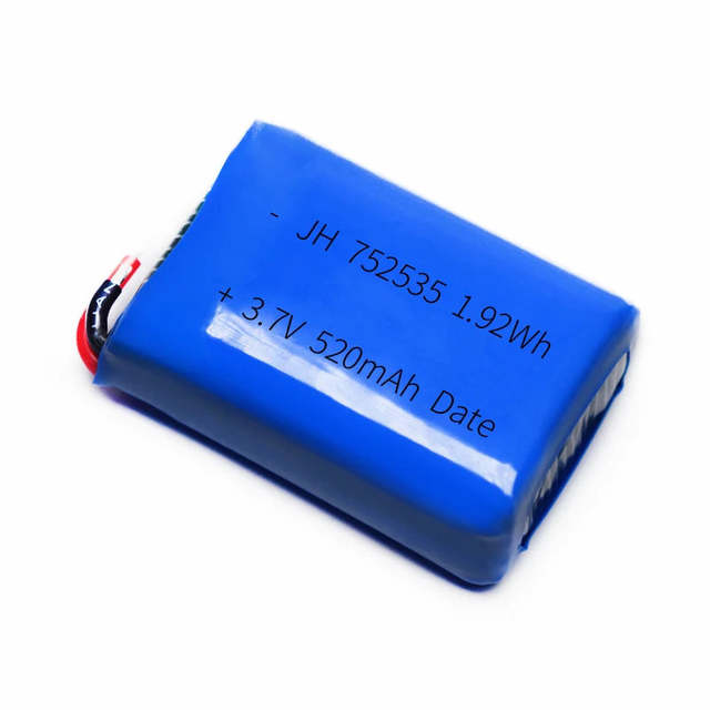 Large Capacity High Discharge Rate Reusable Lithium Polymer Battery Cell with Factory Price 752535 3.7v 520mAh for Drones