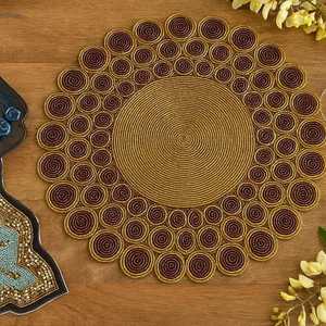 Beaded <b>Placemat</b> Handmade <b>Round</b> Charger for Luxury Dining & Holiday Decor Unique Piece Handmade Beaded, <b>Placemat</b>, Housewarming - Product Image 3