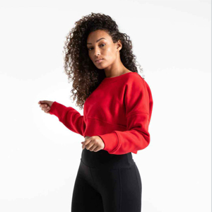 Cotton French Terry Pullover <b>Sweatshirt</b> Women Customized Logo Embroidery Casual Style <b>Long</b> Length Winter Fleece <b>Sweatshirts</b> - Product Image 3