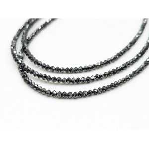 Perles de diamant noir facettées 100% naturelles de haute qualité, 1,8-2,4 mm, rondelles, diamants en vrac de couleur noire - Product Image 1