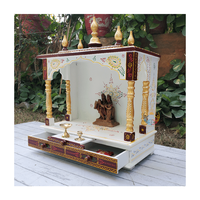 Temple en bois sculpté et peint à la main de haute qualité, décoration intérieure, Pooja Ghar, autel de culte, utilisation au bureau, traditionnel, Diwali