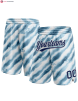 Pantalones Casuales Unisex con Cintura Elástica Transpirable, Diseño 3D de Palmeras Hawaianas y Osos Surfistas, Color Azul Claro y Blanco Real