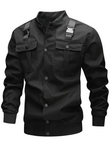Chaqueta Bomber de cuero negro para hombre más vendida, chaqueta Safari personalizable de alta calidad, chaquetas impermeables con cierre de cremallera - Product Image 4