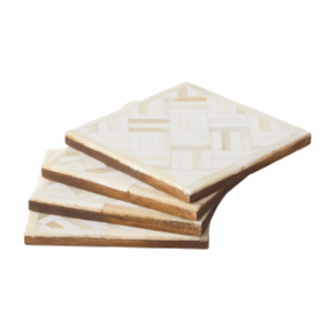 Juego de posavasos con incrustaciones de hueso blanco de alta calidad, alfombrilla/almohadilla de cocina de diseño cuadrado a rayas para restaurante doméstico y bodas - Product Image 1