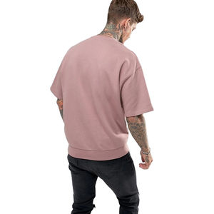 Camiseta de algodón peinado de 220Gsm para hombre, camiseta lavada de gran tamaño de manga corta de peso pesado, Material de lona 100%, suministro ODM - Product Image 3