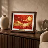 Cadre photo décoratif rouge et or avec support, taille personnalisée