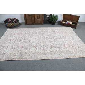 Tapis turc 5,7 x 9,1 pieds, grand tapis vintage, tapis en laine persan blanc - Product Image 3