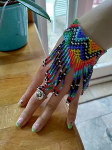 Fashion Seed Bead Slave Accessories Vivid Multicolor Beaded Bracelet Ring Set for Women <b>Magnetic</b> Clasp Tribal Boho Chic Jewelry - Product Image 3