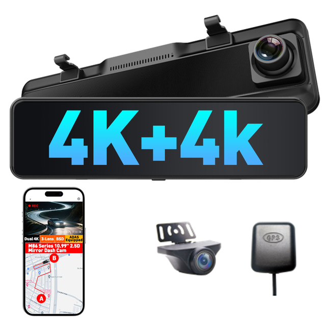 4K+4K 12MP 150 10.99 Inches Rearview Mirror Dash Camera Car DVR WIFI ADAS BSD Smart G-sensor GPS Night Vision Parking Monitor