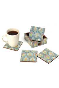 Dessous de verre Meena Mdf et dessous de verre en bois personnalisés avec incrustation faite à la main et en laiton fabriqués en Inde - Product Image 2